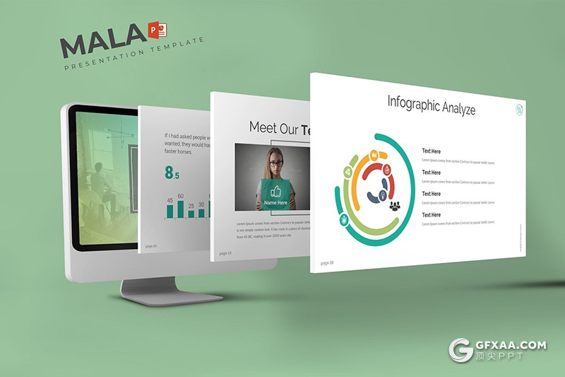 32页5种主题配色商务图形设计工作汇报PPT模板 - 顶尖PPT