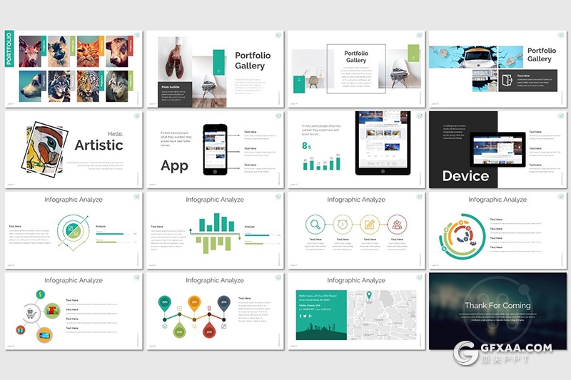 32页5种主题配色商务图形设计工作汇报Google slides模板 - 顶尖PPT
