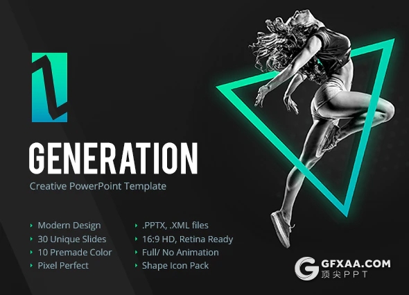 33页动画黑底渐变色数据分析统计市场调研分析通用PPT模板 10种主题配色 - 顶尖PPT