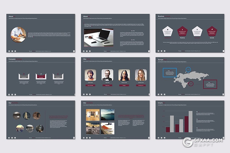 40页扁平化工作汇报总结企业介绍keynote模板 - 顶尖PPT