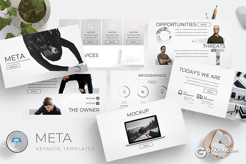 30页简约时尚风格商务工作汇报多用途keynote模板 5种主题配色 - 顶尖PPT