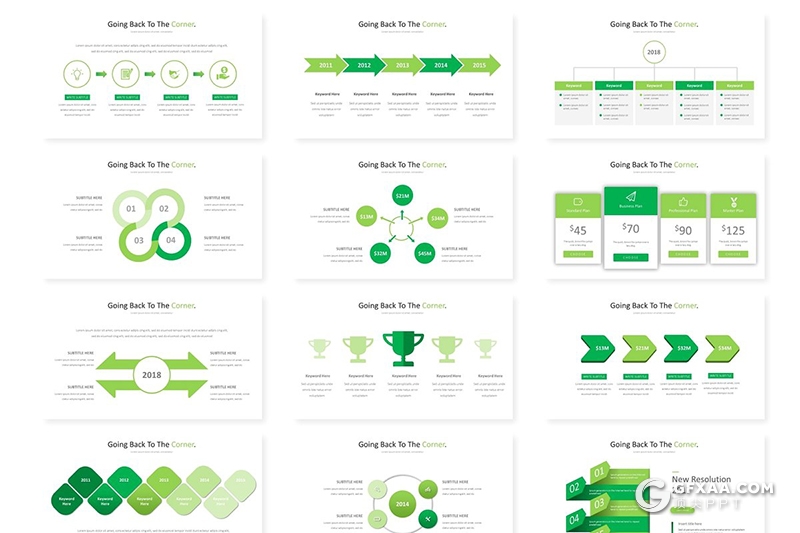 30页高端商务企业团队介绍工作汇报商务图形keynote模板 5种主题配色 - 顶尖PPT