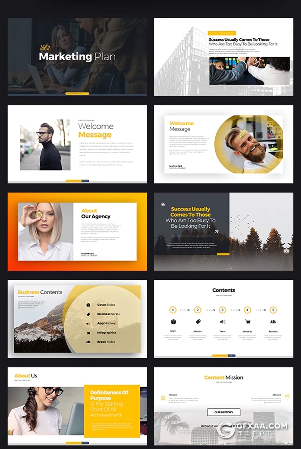 113页5种配色欧美商务企业团队介绍工作汇报总结PPT模板 - 顶尖PPT