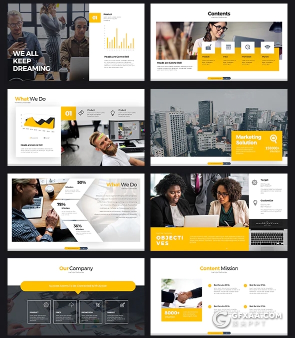 113页5种配色欧美商务企业团队介绍工作汇报总结PPT模板 - 顶尖PPT