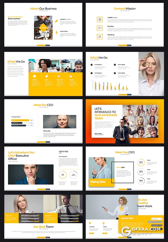113页5种配色欧美商务企业团队介绍工作汇报总结PPT模板 - 顶尖PPT