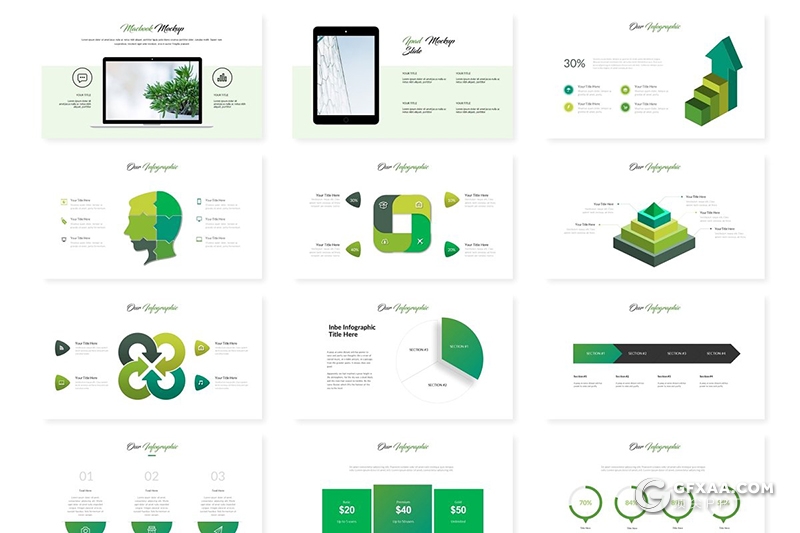 30页扁平化创意商务风格工作汇报总结Google slides模板 5种主题配色 - 顶尖PPT