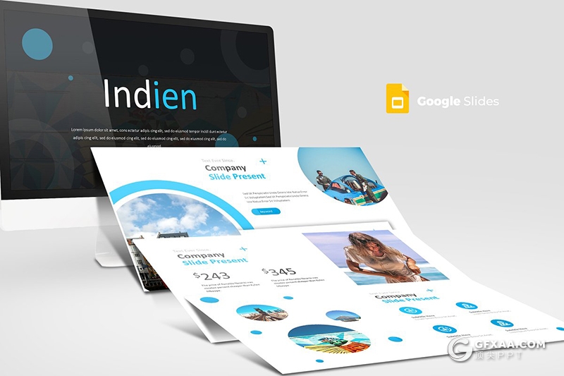 30页旅游行业旅游度假海滩冲浪调研分析Google slides模板 5种主题配色 - 顶尖PPT
