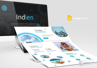 30页旅游行业旅游度假海滩冲浪调研分析Google slides模板 5种主题配色 - 顶尖PPT