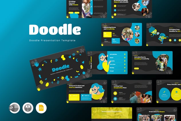 创意涂鸦风格插画PPT模板 - 顶尖PPT