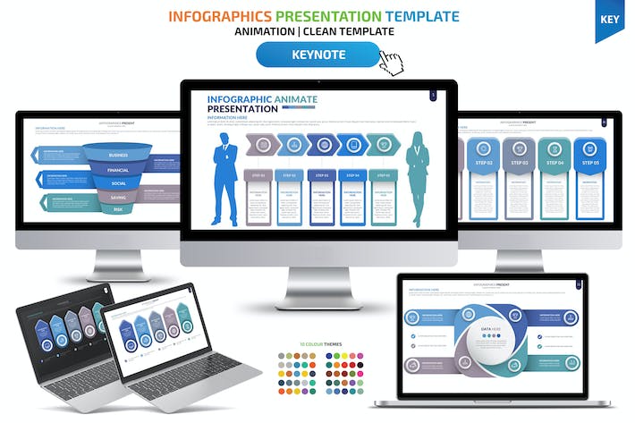 国外蓝色创意要点图形循环图形图表keynote模板 - 顶尖PPT