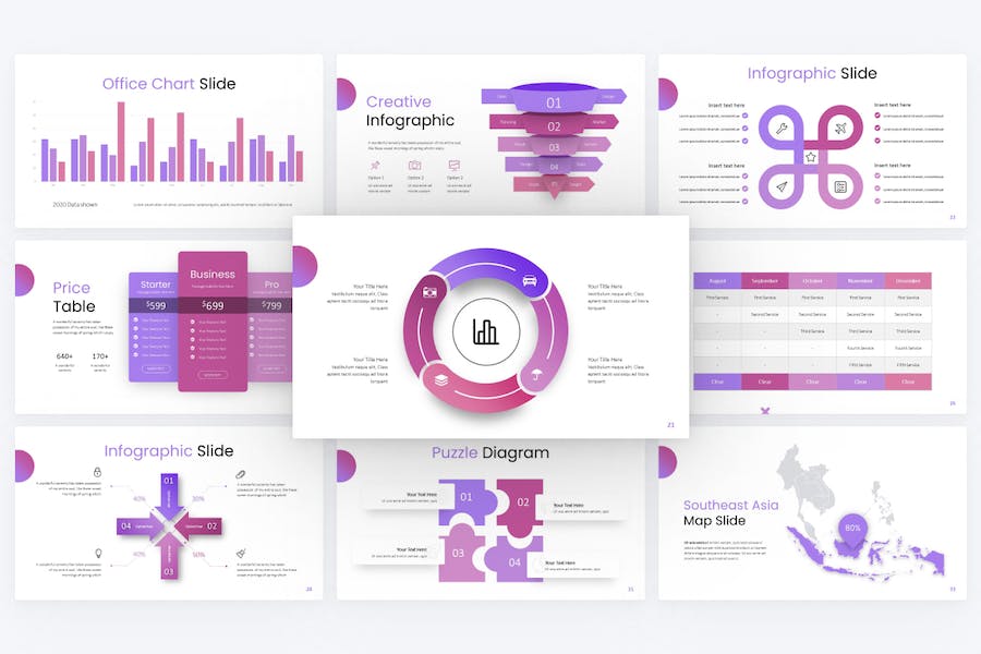 精美时尚紫色渐变风商业计划商务合作多用途PPT模板 - 顶尖PPT