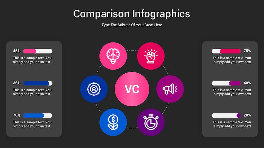 对比图表深色主题Keynote模板 - 顶尖PPT