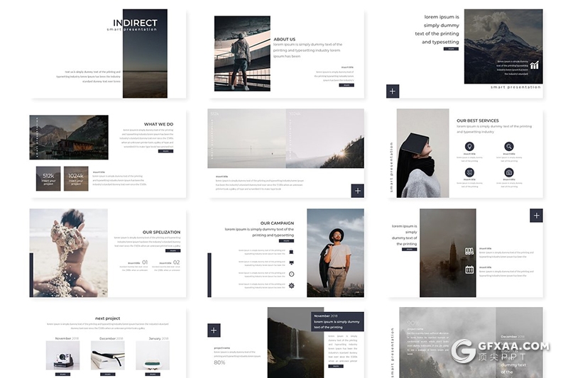 30页极简文艺风格商务多用途PPT模板 5种主题配色 - 顶尖PPT