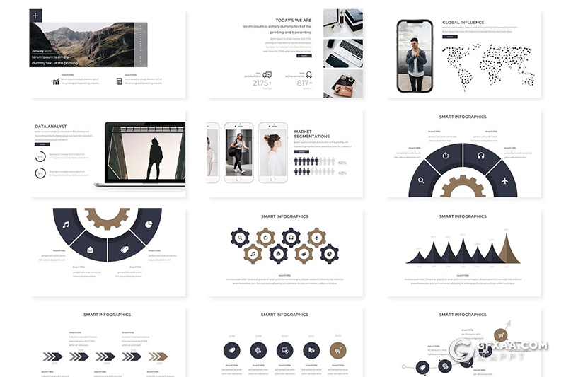 30页极简文艺风格商务多用途PPT模板 5种主题配色 - 顶尖PPT