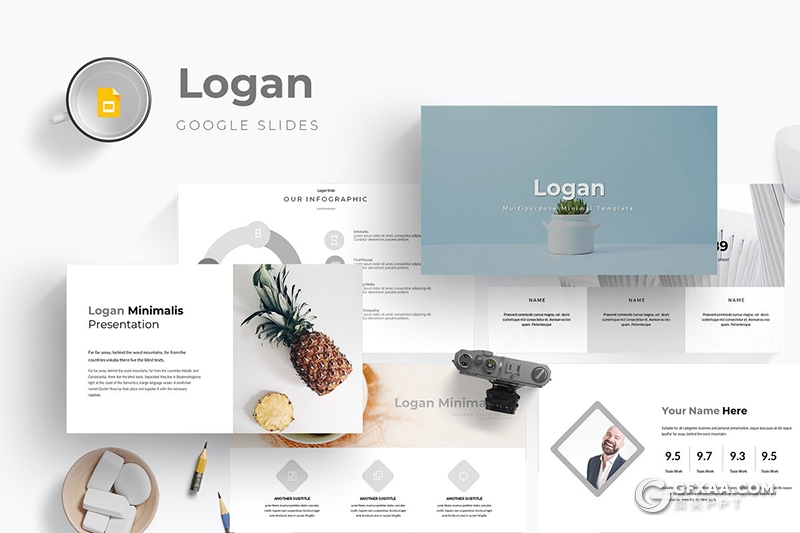 30页简约唯美风格商务通用Google slides模板 5种主题配色 - 顶尖PPT