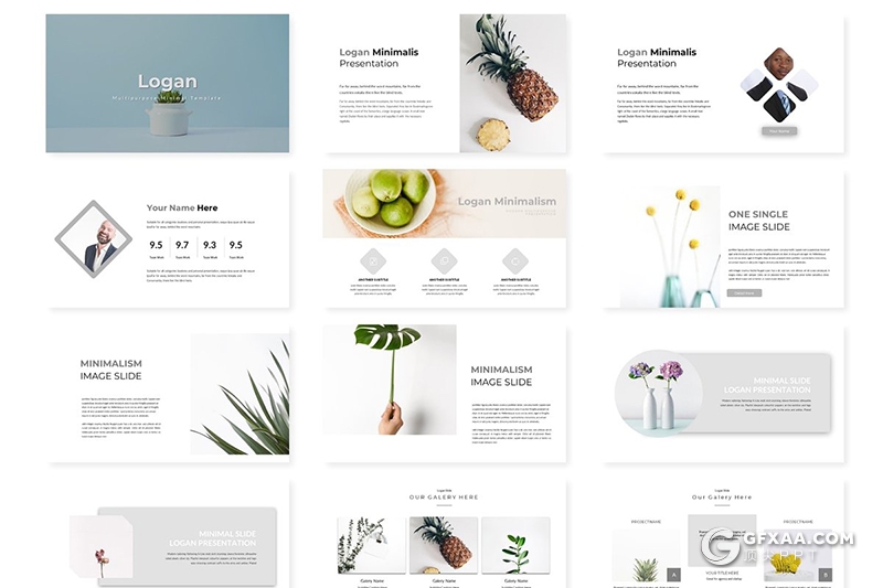 30页简约唯美风格商务通用PPT模板 5种主题配色 - 顶尖PPT