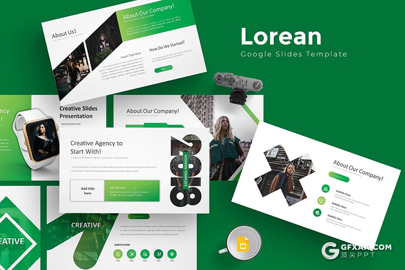 30页创意图形商务风格企业介绍工作总结工作汇报Google slides模板 5种主题配色 - 顶尖PPT