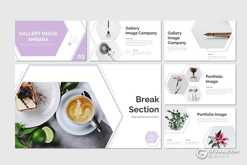 30页六边形组合版式简约商务多用途Google slides模板 5种主题配色 - 顶尖PPT