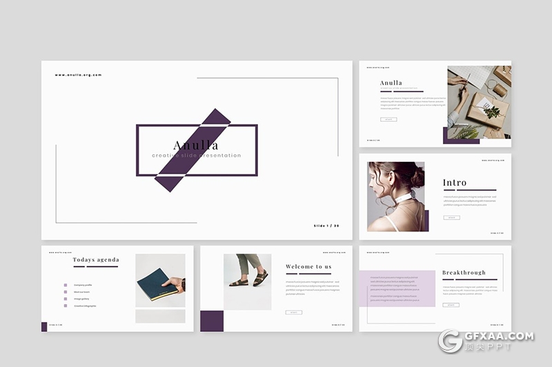 30页国外极简文艺风格PPT模板 5种主题配色 - 顶尖PPT