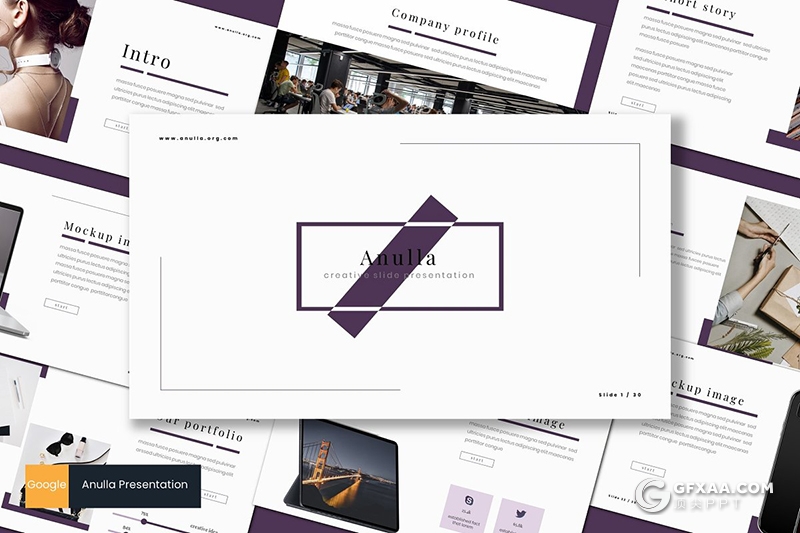 30页国外极简文艺风格Google slides模板 5种主题配色 - 顶尖PPT