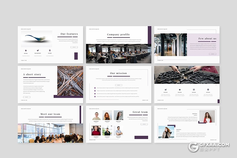 30页国外极简文艺风格PPT模板 5种主题配色 - 顶尖PPT