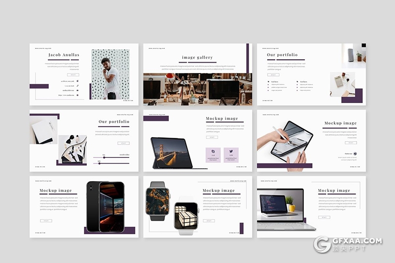 30页国外极简文艺风格PPT模板 5种主题配色 - 顶尖PPT