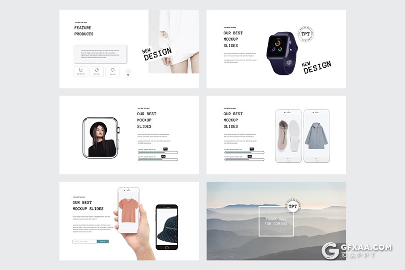 30页国外简约文艺风格keynote模板 5种主题配色 - 顶尖PPT