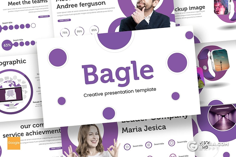 30页创意圆形组合设计商务多用途Google slides模板 5种主题配色 - 顶尖PPT