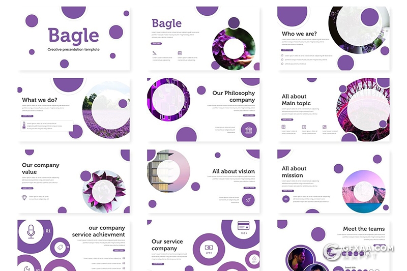 30页创意圆形组合设计商务多用途PPT模板 5种主题配色 - 顶尖PPT