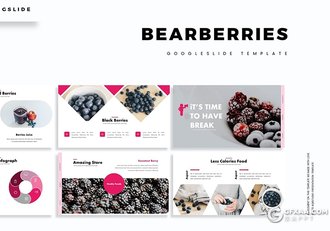 30页扁平化水果介绍展示Google slides模板 5种主题配色 - 顶尖PPT