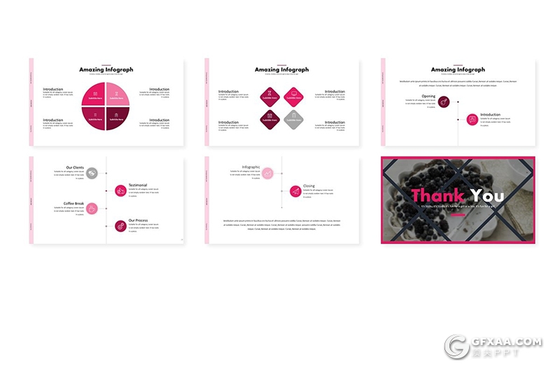 30页扁平化水果介绍展示Google slides模板 5种主题配色 - 顶尖PPT