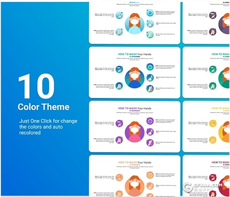 卡通插画科学预防新冠状病毒传播防范COVID-19感染PPT宣传模板 - 顶尖PPT
