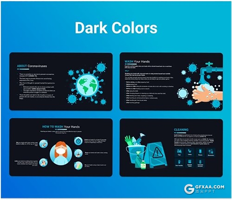 卡通插画科学预防新冠状病毒传播防范COVID-19感染PPT宣传模板 - 顶尖PPT