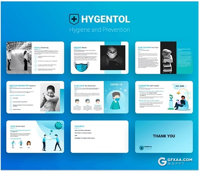 卡通插画科学预防新冠状病毒传播防范COVID-19感染PPT宣传模板 - 顶尖PPT