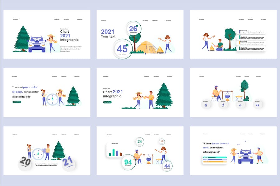 休闲娱乐运动场景插画PPT模板 - 顶尖PPT