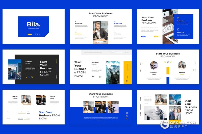 30页蓝色商务风格企业团队宣传介绍多用途PPT模板 - 顶尖PPT