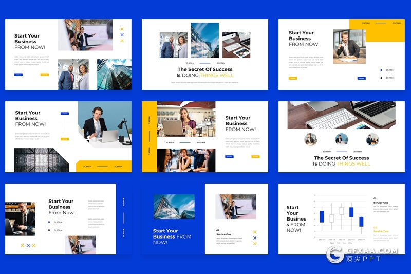 30页蓝色商务风格企业团队宣传介绍多用途PPT模板 - 顶尖PPT