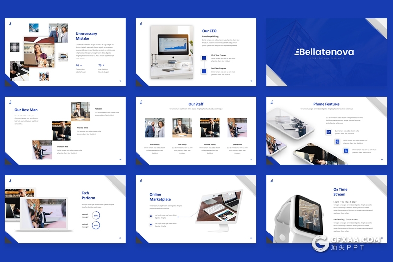 30页蓝色企业介绍项目团队展示工作汇报多用途PPT模板 - 顶尖PPT