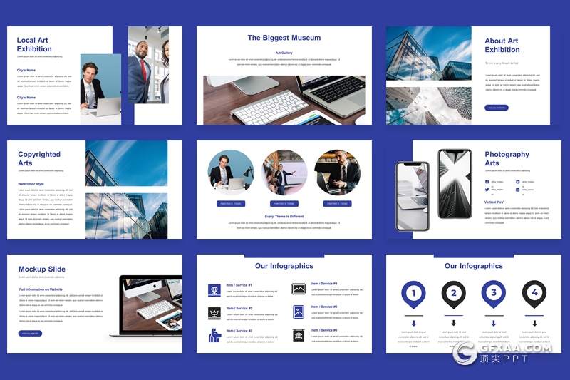 30页蓝色企业团队介绍展示工作汇报计划PPT模板 3种主题配色 - 顶尖PPT