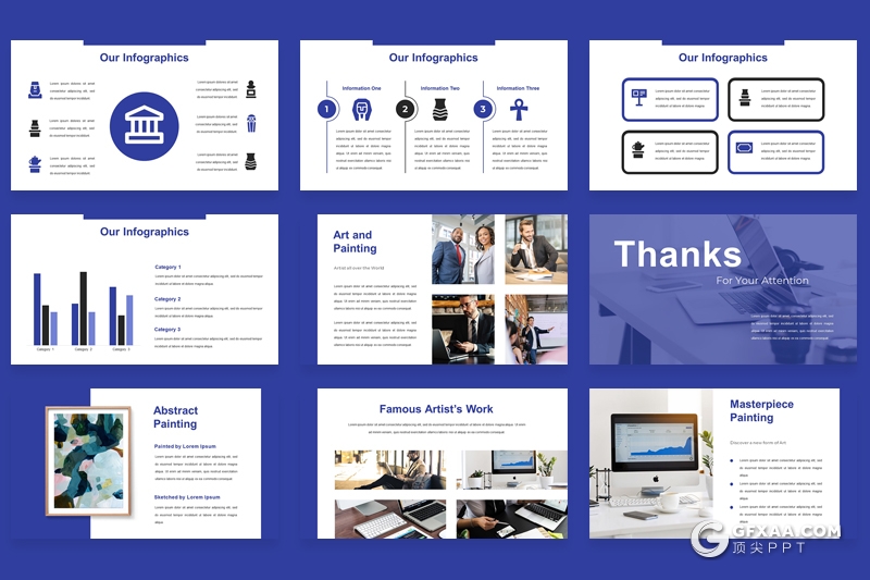 30页蓝色企业团队介绍展示工作汇报计划PPT模板 3种主题配色 - 顶尖PPT