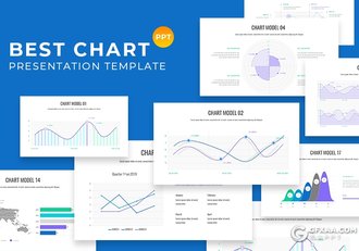 75页商务数据图形ppt模板可编辑曲线图雷达图甘特图条形图折线图饼形图形ppt模板 - 顶尖PPT