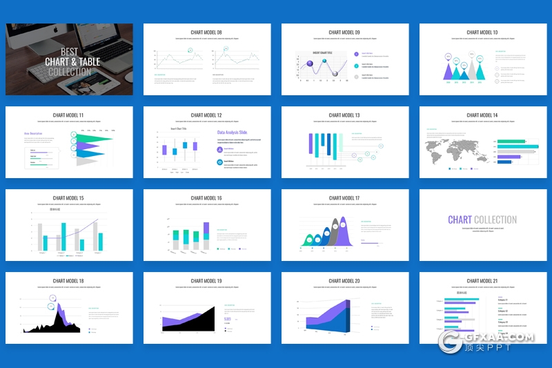 75页商务数据图形keynote曲线图雷达图甘特图条形图折线图饼形图keynote模板 - 顶尖PPT