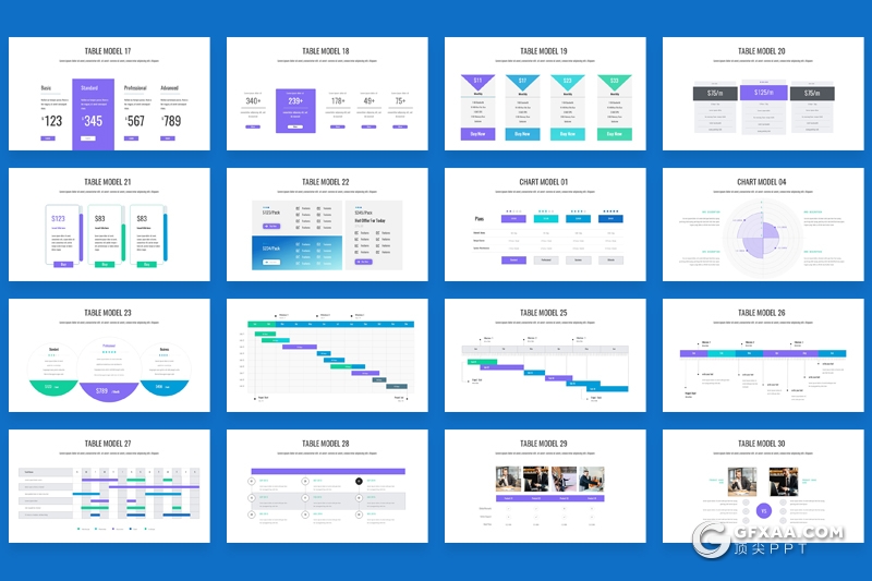 75页商务数据图形keynote曲线图雷达图甘特图条形图折线图饼形图keynote模板 - 顶尖PPT