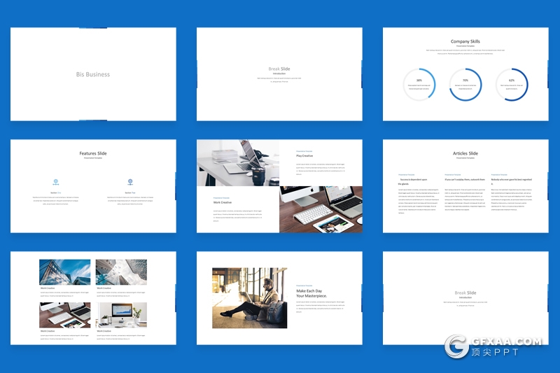 30页扁平化极简商务风格多用途PPT模板 - 顶尖PPT
