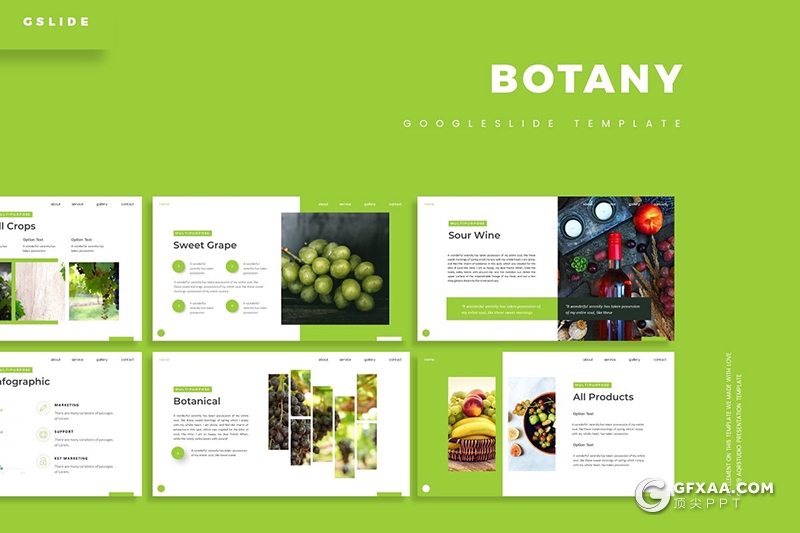 30页5种配色水果介绍展示销量分析统计Google slides模板 - 顶尖PPT