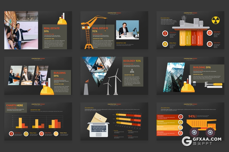 卡通风工程建筑工作汇报总结数据分析keynote模板 - 顶尖PPT