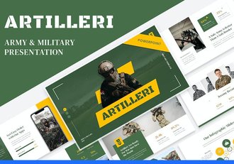 军事领域炮兵装备展示PPT模板 - 顶尖PPT