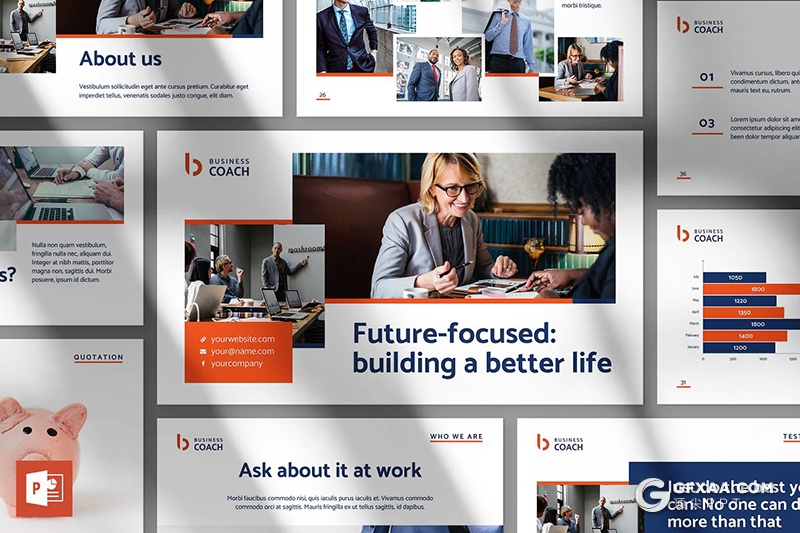 51页扁平化欧美商务企业团队介绍项目合作多用途PPT模板 - 顶尖PPT