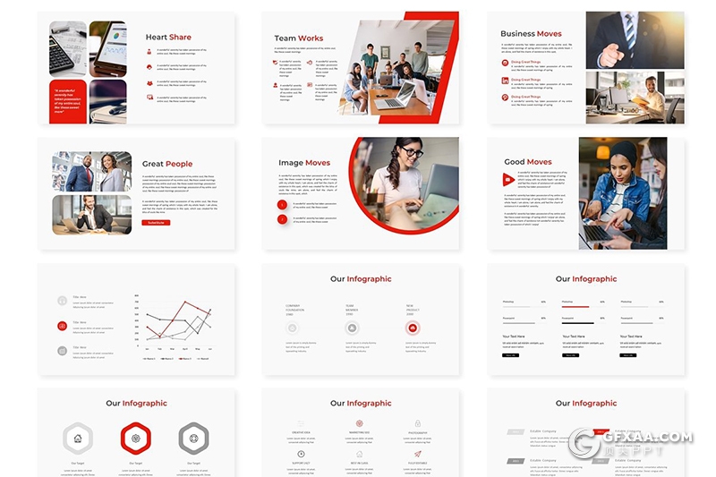 30页欧美高端商务风格企业介绍工作总结通用PPT模板 5种主题配色 - 顶尖PPT