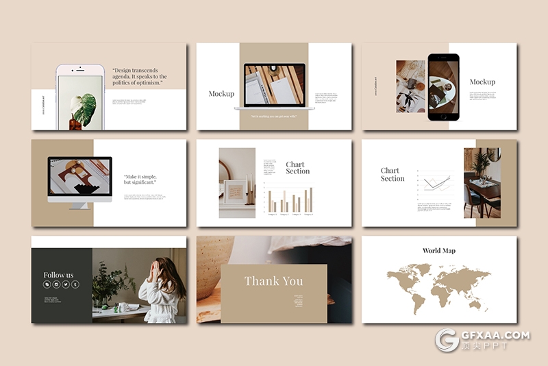 40页极简艺术风格摄影图片展示模特写真PPT模板 - 顶尖PPT